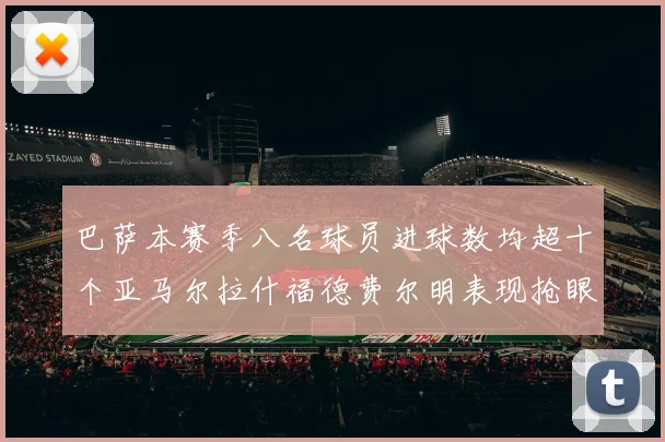 巴萨本赛季八名球员进球数均超十个亚马尔拉什福德费尔明表现抢眼